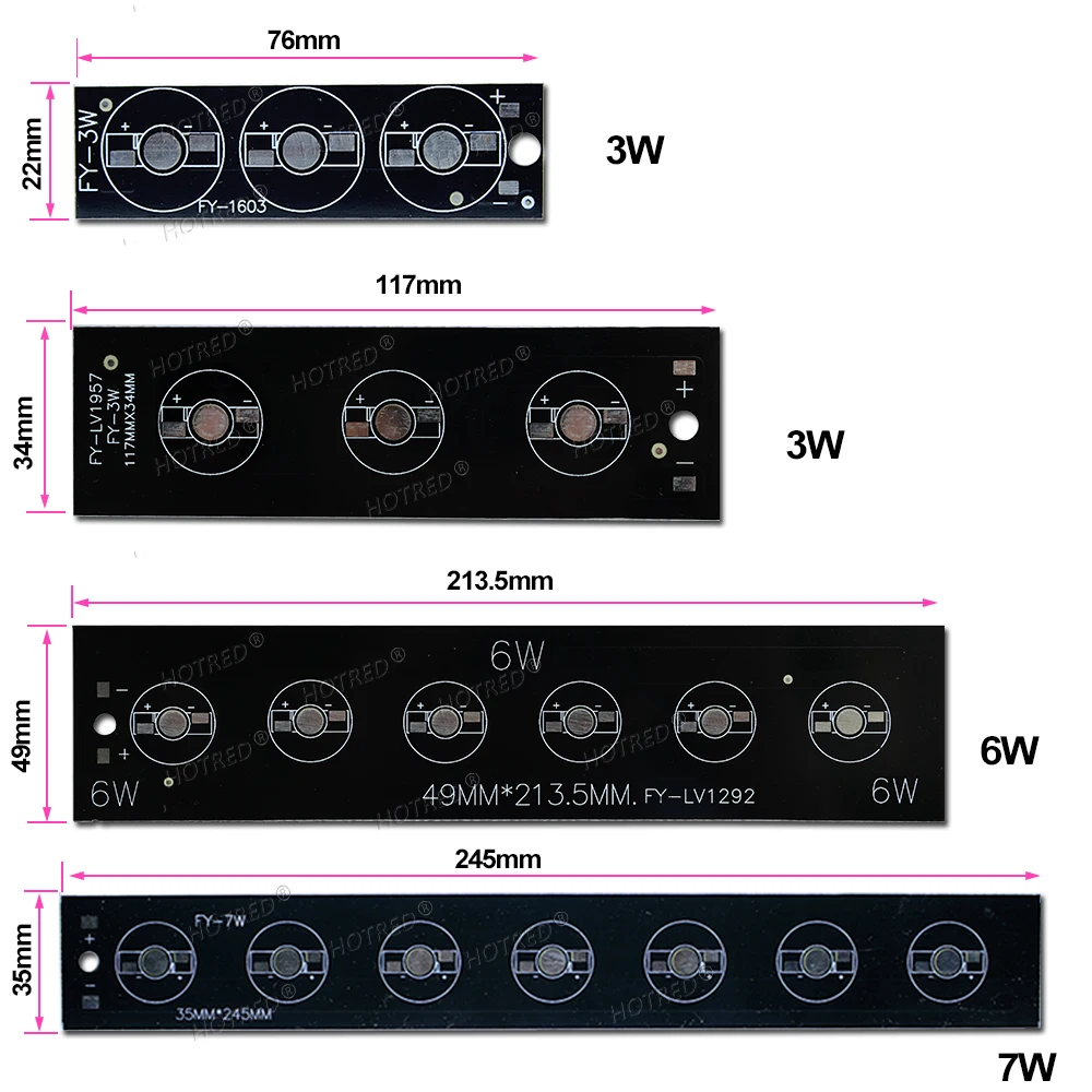 1-10pcs 1W 3W 5W LED Aluminum Base Plate 130mm 150mm 300mm 400mm 500mm 595mm PCB Board For 1 3 5 7 10 12 15 W Watt Light Beads