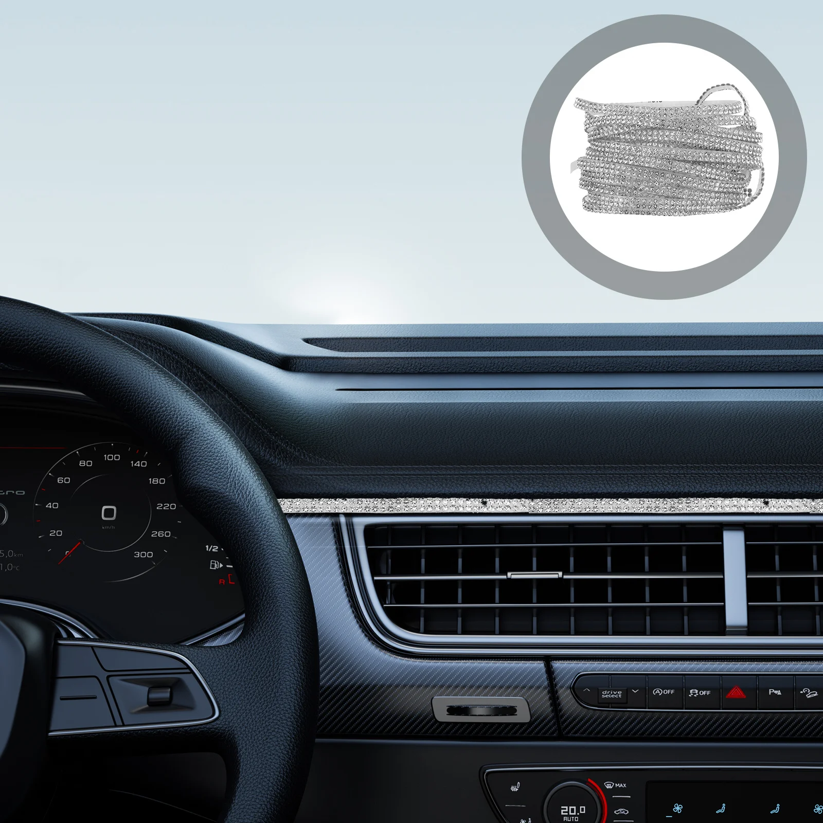 

Car Rhinestone Stickers Self-Adhesive Bling Trim Decal For Interior Exterior Decoration Diy Auto Dashboard Window Pillar