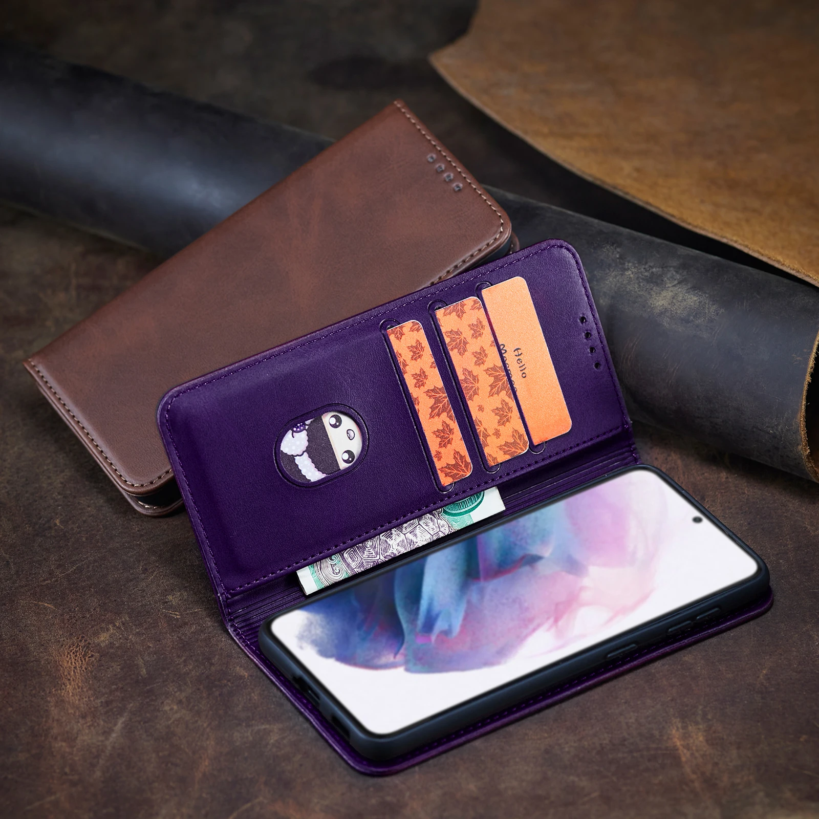 الفاخرة محفظة جلدية الوجه الحال بالنسبة Oneplus 13 13R 12 12R 11 Ace5 Ace3 Pro Ace3V حامل البطاقة المغناطيسية غطاء وقائي الهاتف قذيفة #6