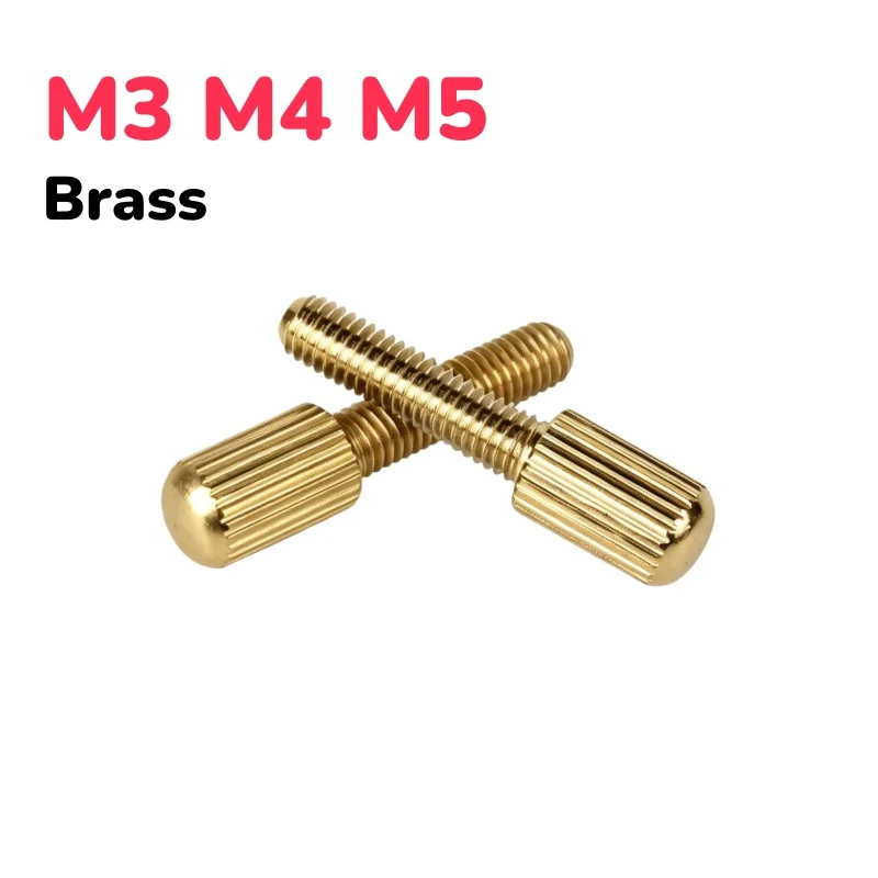 Brass M3 M4 M5 Brass Small Head Hand Screw Cylindrical Hand Twist Bolt Brass Thread Nail