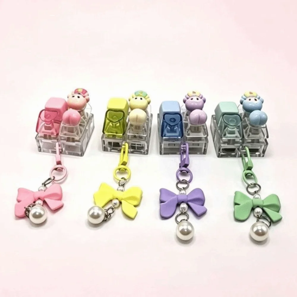 Pressable Buttons Fidget Button Keychain Keyboard Style Stress Relief Button Squeeze Keychain Cute Figurine Finger Keyboard Cap