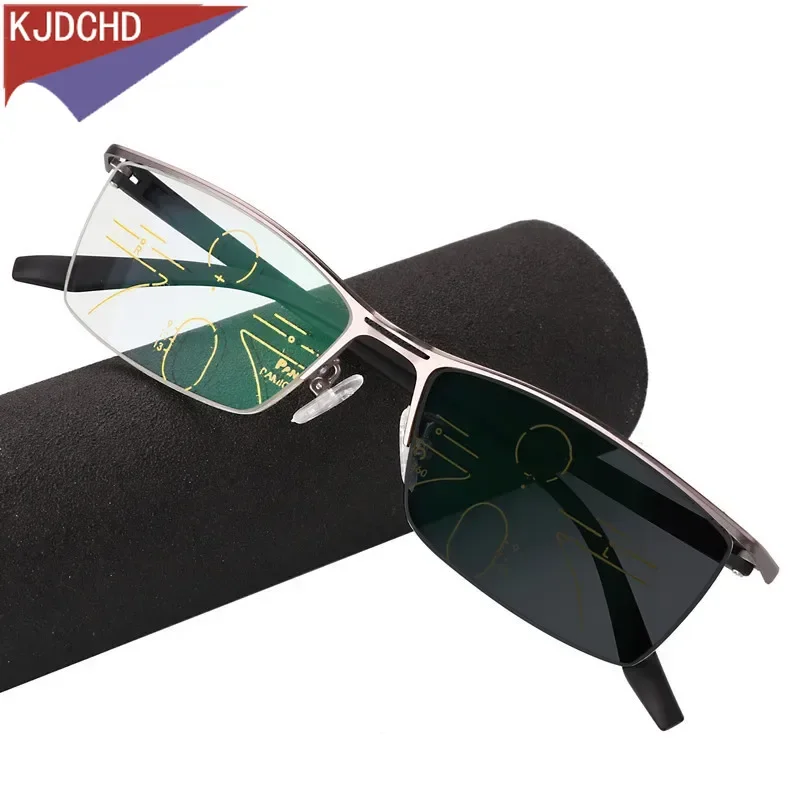 2024 New Progressive Multifocal Transition Sunglasses Men's Photochromic Reading Glasses Dots for Reader Near Far Sight