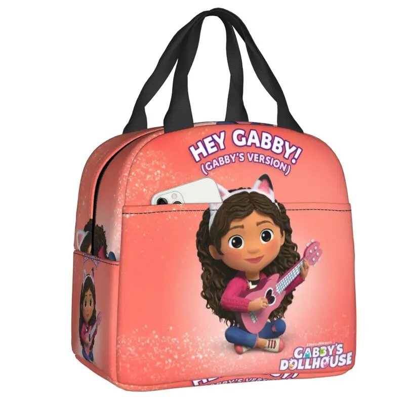 Custom Gabbys Dollhouse Lunch Bag Mulheres Gabby Mercat Refrigerador Lancheira Isolada Térmica para Crianças Escola