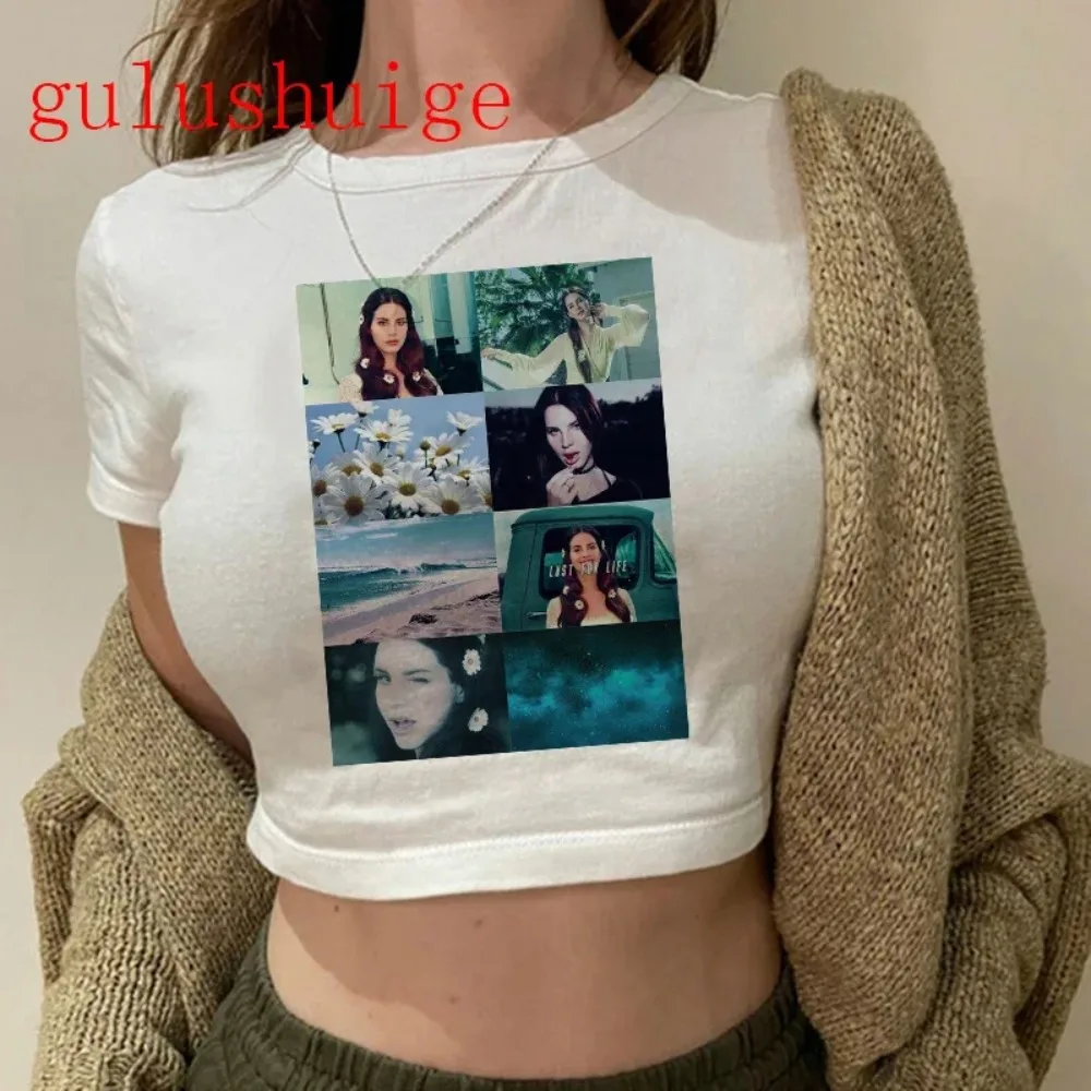 Crop Top Lana Del Rey Ldr Sailing Graphics T-Shirt Cropped Harajuku Damen Vintage Kurzarm-T-Shirt Streetwear Damen-T-Shirt – Detail 12