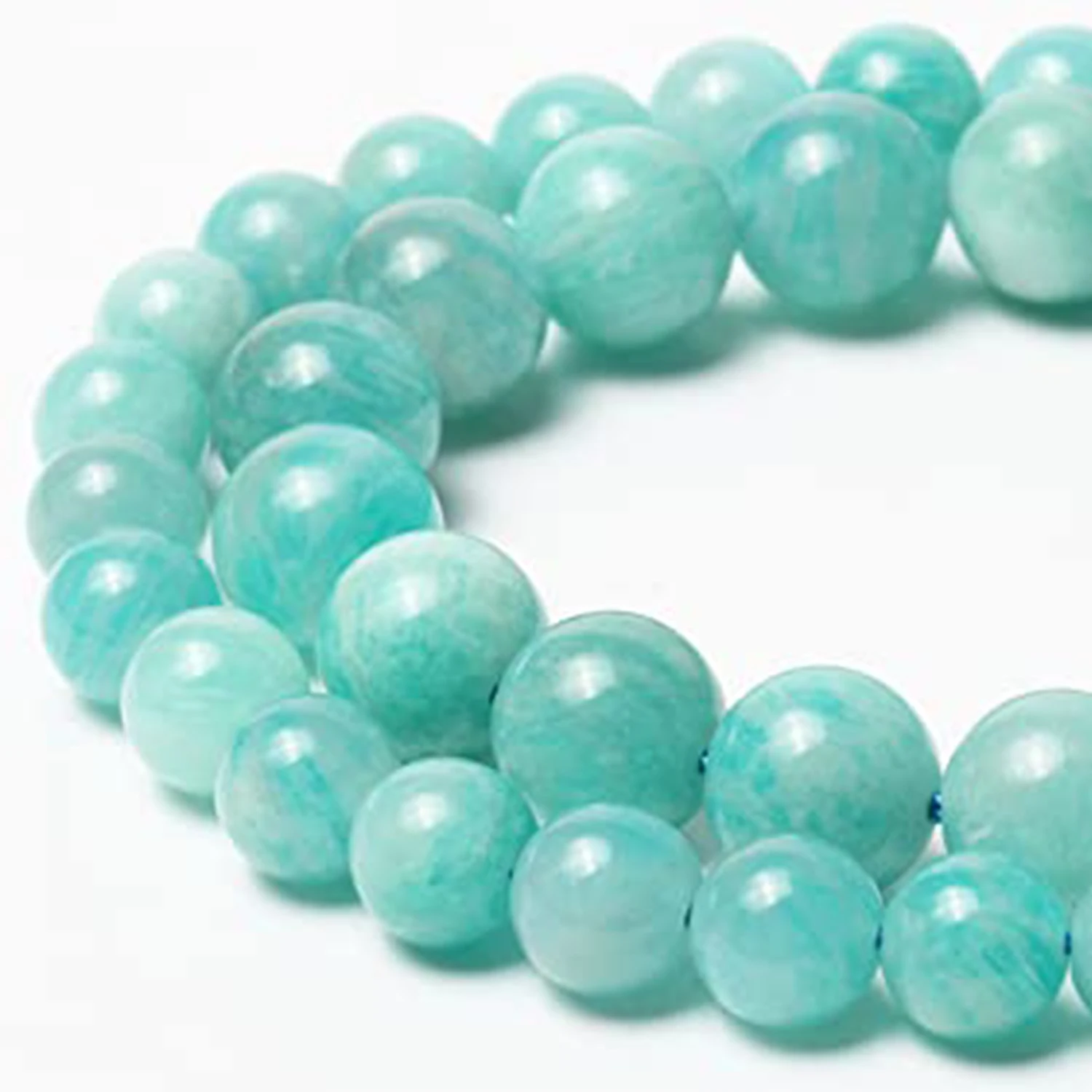 Natural Amazonite Gems Rodada Beads, Loose Beads para Fazer Jóias, Pulseira DIY, Beading Acessórios, 6mm, 8mm, AAA +