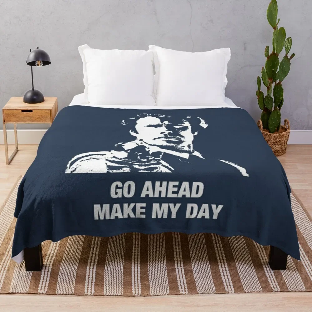 

Go Ahead Make My Day Dirty Harry Clint Eastwood fan gift Black Throw Blanket Furrys sofa bed Blankets