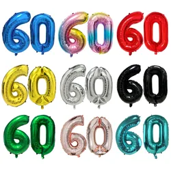 Number 60 Balloon 60 Digit Balloon Sixty Blue Figure Green Globe 60th Birthday Big Large Red Rose Golden Black Colorful 32inch