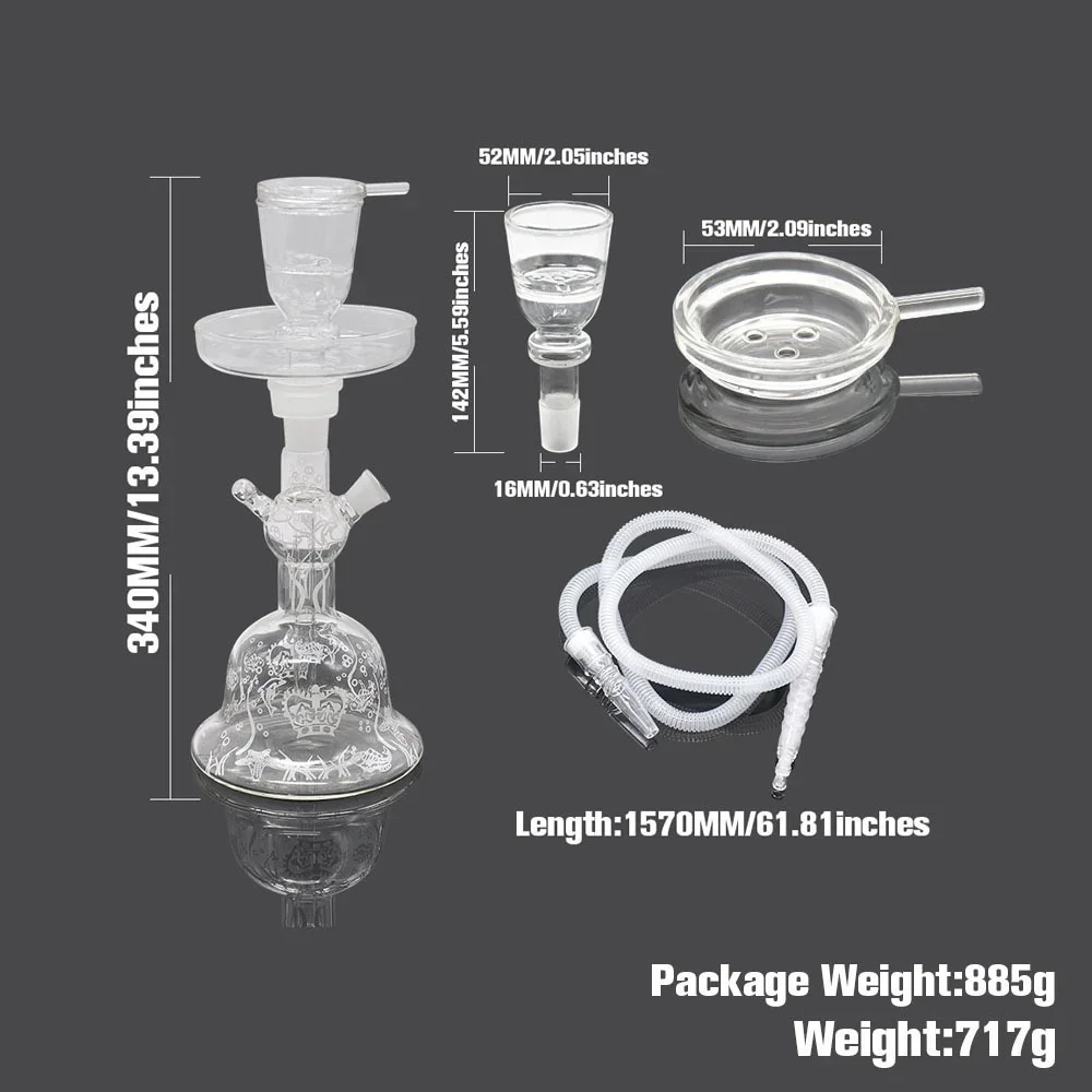 Complete Range of Styles Glass Frosted Shisha Flavor Hookah Set Delicate Pattern Narguile Chicha Completo Sheesha Accessories