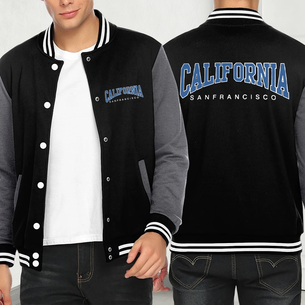 

Califirnia Letter простой принт бейсбольный трикотаж мужской повседневный уличный пуловер осенняя мода Y2K мужская одежда флисовая карманная одежда