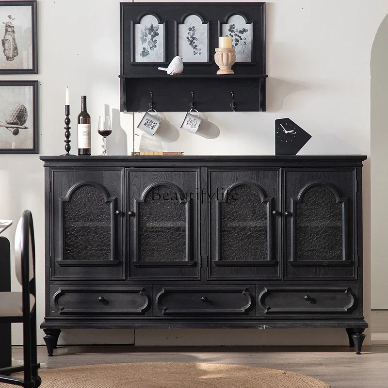 

yj19 French retro black tea table polygon living room B & B palace style minimalist storage side table