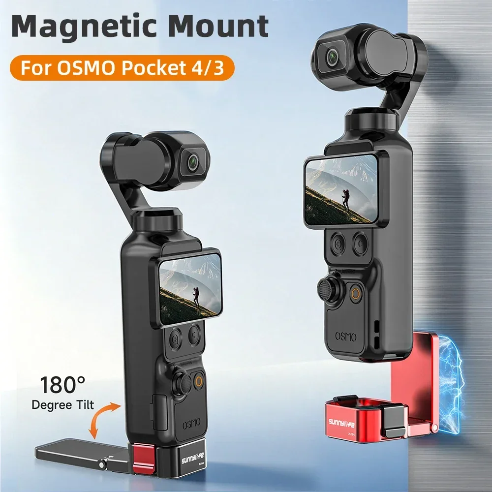 

Magnetic Mount for DJI Osmo Pocket 4 3, Metal Quick-Release Magnetic Mount Stand, 180° Adjustable Handle for Pocket4 Accessories