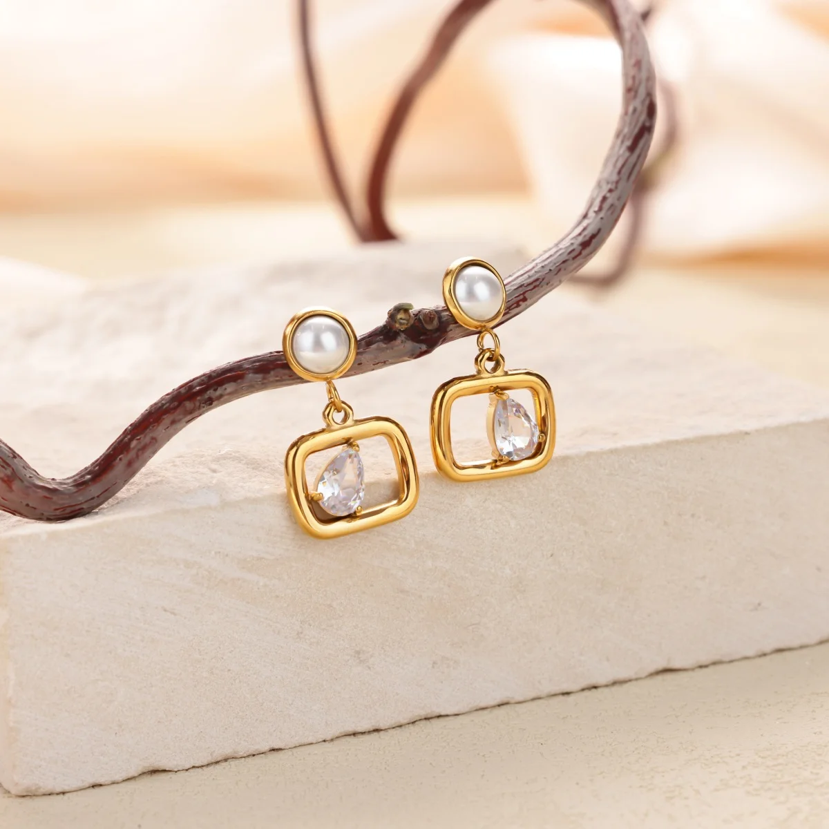 Square Cubic Zirconia Earrings for Women 316L Stainless Steel Earrings Trend 2025 Femme Party Daily Jewelry Freeshippings Items