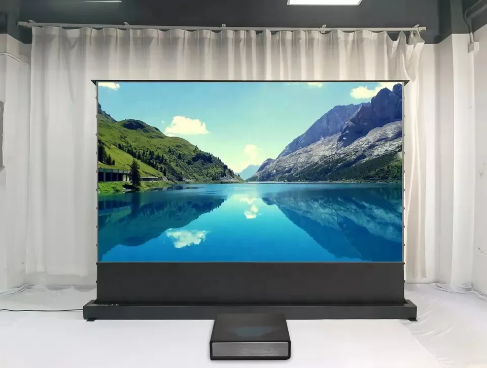 شاشة عرض ALR أرضية ارتفاع بمحرك 150 بوصة لجهاز عرض طويل الرمي شاشة عرض كهربائية للمسرح المنزلي 4K HD #6