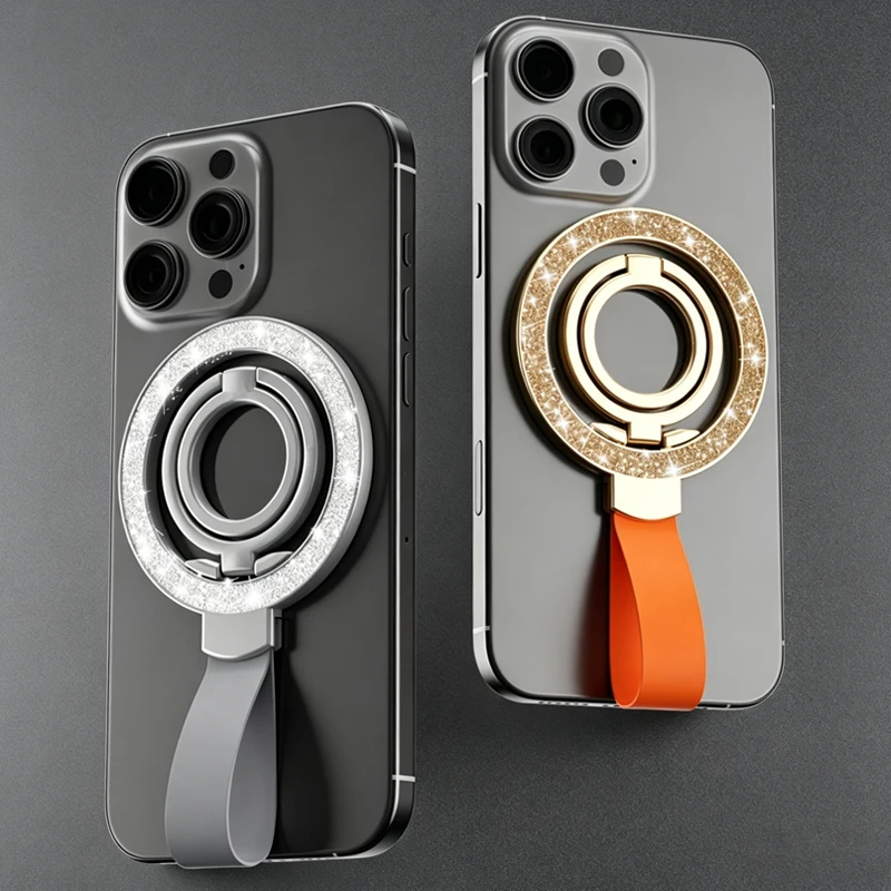 Cellphone Double-sided Magnetic Finger Ring Holder for Magsafe Phone Grip Kickstand Magnet Stand for Samsung iPhone 15 16 17 Pro