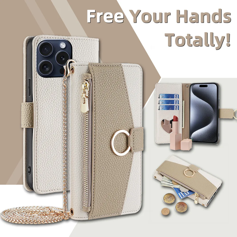 

Подходит для Samsung Galaxy A17 5G Crossbody A06 Zero Wallet A23E Flip Mirror Cover Кожаный чехол для телефона с длинной подвесной веревкой