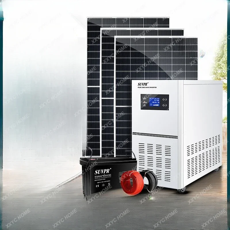 Solar Power Generation System Household Roof 220V Full Set Photovoltaic Power Generation off-Grid Energy Storage Battery