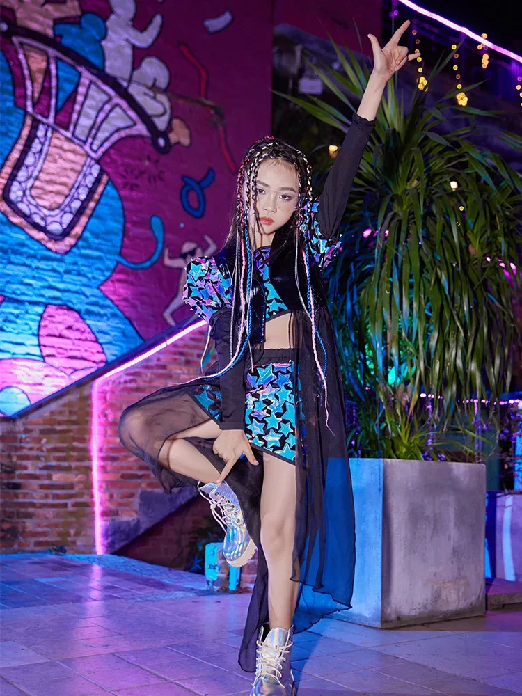 New Hip Hop Performance Clothes Girls Sequin Costumes Children'S Jazz Dance Costumes Model Catwalk Stage Costumes OA2310