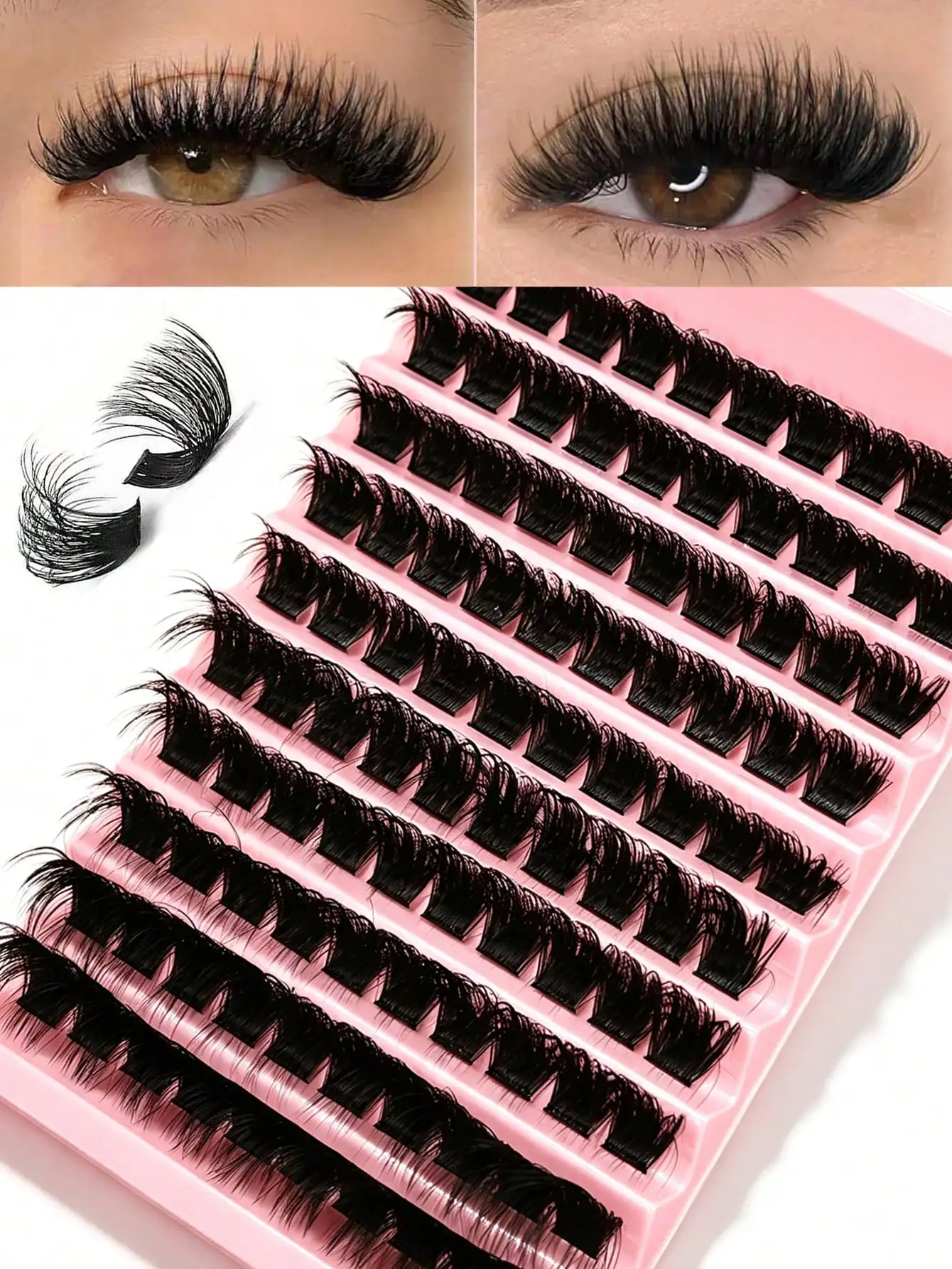 DIY Wimpern-Cluster-Verlängerungsset, flauschige D-Curl-Einzelwimpern, voluminöse, wiederverwendbare, segmentierte Wimpern für das Heim-Make-up – Detail 4