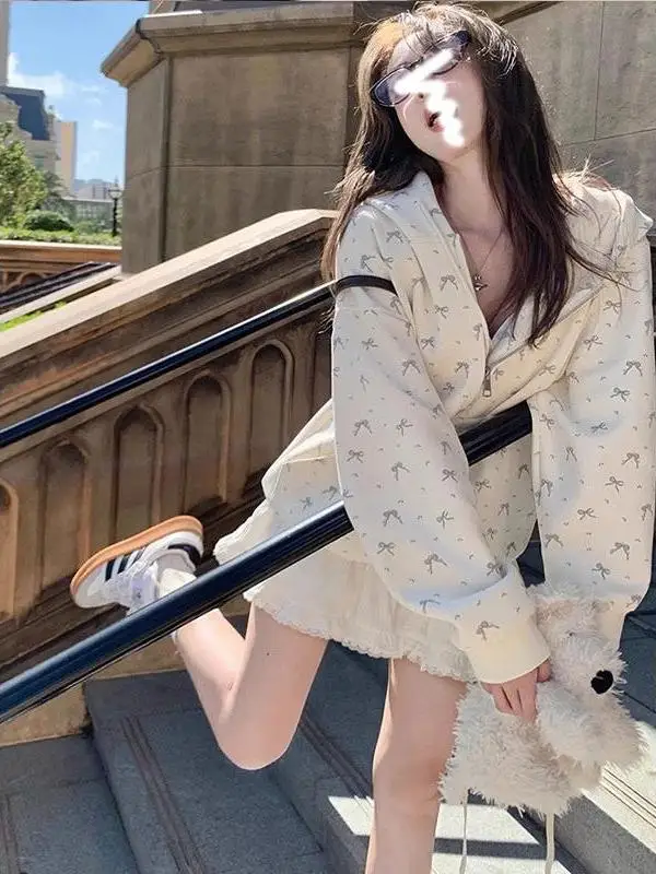 

Unique Fleece Lined Hooded Open Cardigan Sweatshirt Women's plus Size Butt Covering Outerwear Anti-Aging Style Autumn Winter