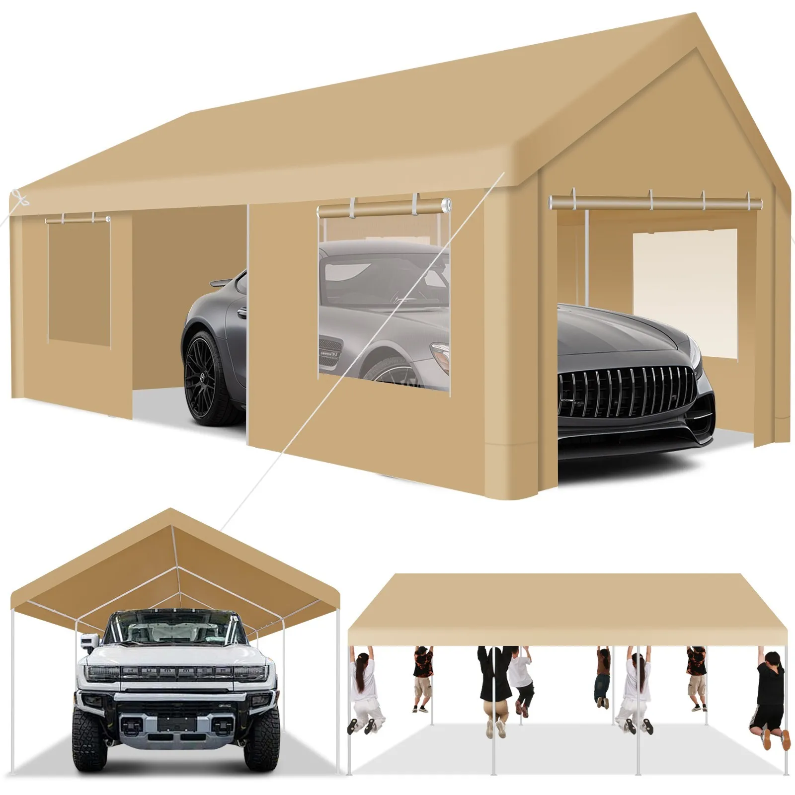 

12x20 Carport Canopy Carport Shelter Garage Heavy Duty Outdoor Party Shed Tent！！
