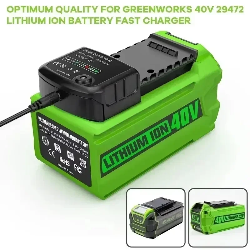 Greenworks 40V 6Ah high-capacity lithium-ion battery pack, compatible with factory grade batteries for lawn mowers/power tools