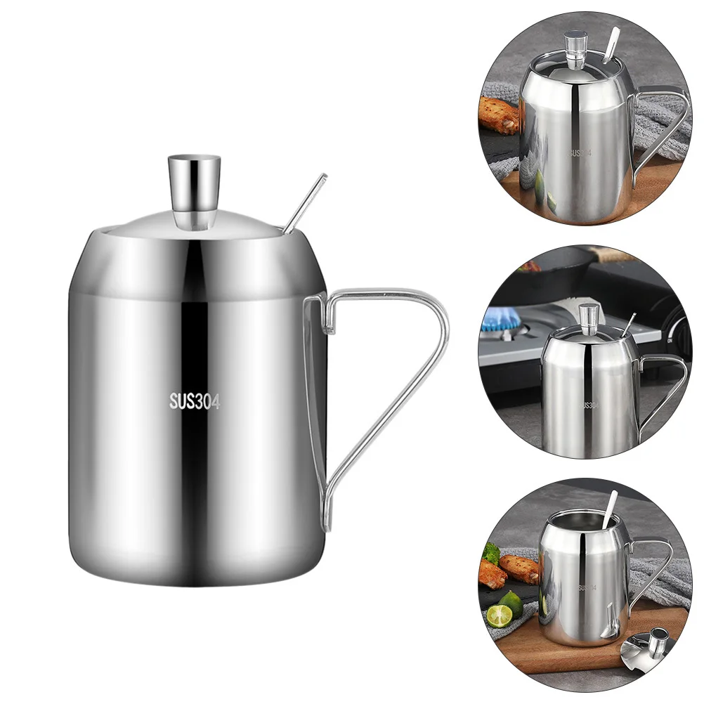 

Stainless Steel Multi-Purpose Seasoning Bottle Kitchen Oil Vinegar Storage Container Practical Oil Can