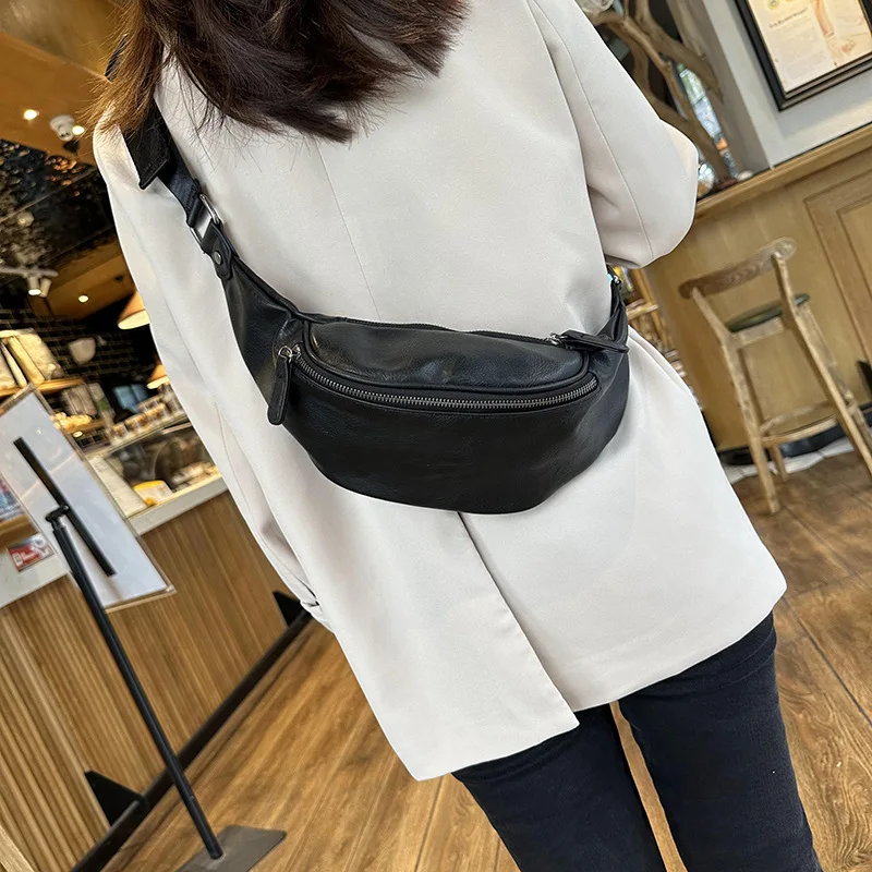 Naturalna skóra bydlęca torba na ramię damska rekreacyjna neutralna torba na klatkę piersiowa damska torebka w minimalistycznym stylu Street Trend Crossbody Hobo