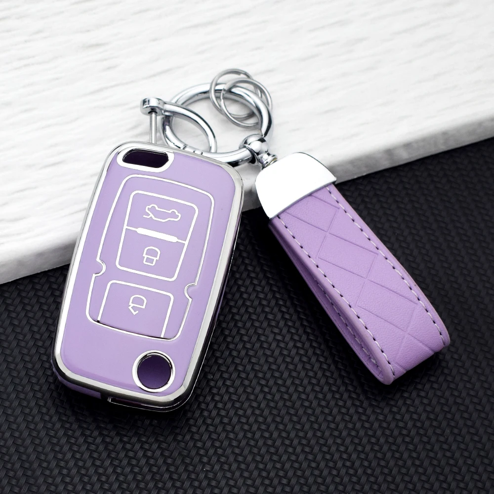 Soft TPU Car Key Case Cover For Geely Emgrand EC7 EC7-RV EC715 EC718 EC8 GC5 GC6 SL EU7  Folding Key Holder Protector Keychain view 6