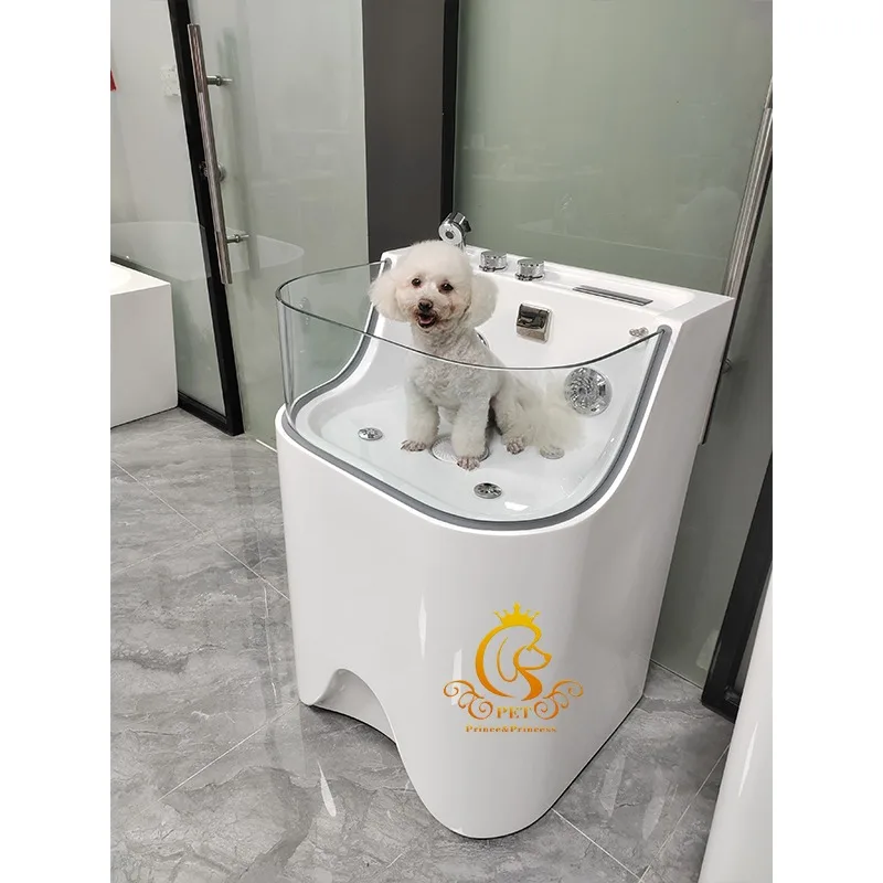 Modern Ozone Pet Dogs Wash Grooming Acrylic Jacuzzier LED Freestanding Massage Bath Tub