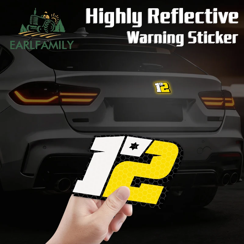 

EARLFAMILY Reflective Racing Number Car Stickers Occlusion Scratch Caravan Windows Suitcase Decals Waterproof Car Door Protector