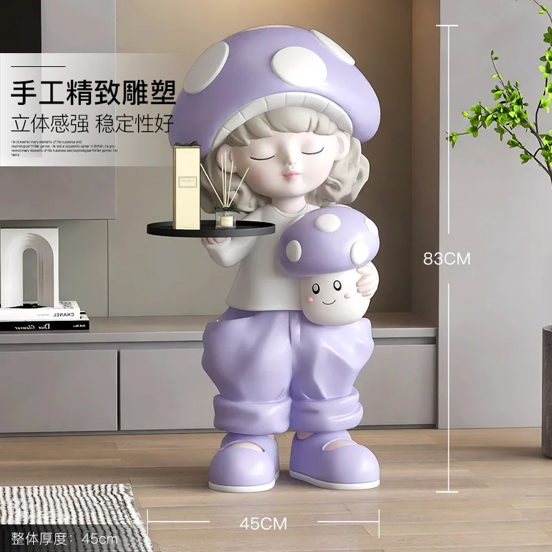 Home Decor Sculptures & Figurines Decoration Accessories Mushroom Girl Large Floor Ornaments Living Room Resin Animal Statues