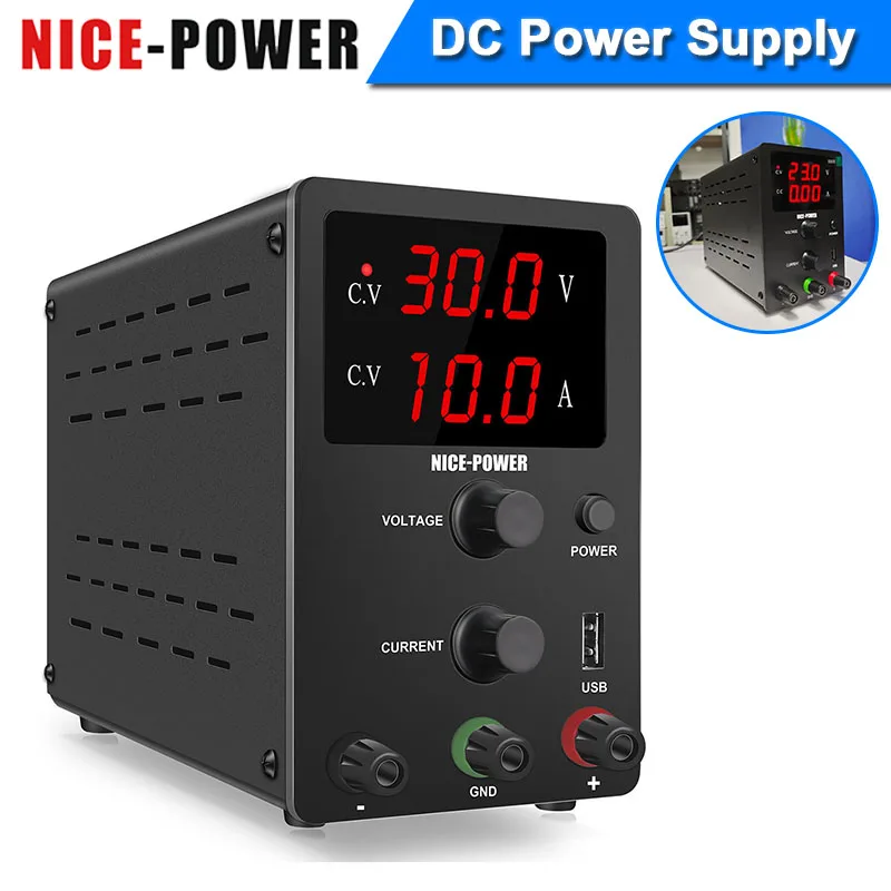 

30V 10A 300W Lab Power Supply LED 3-dight Adjustable Current Voltage Lab Source DC 220V to 12V 24V 60V 5A for Phone Repair