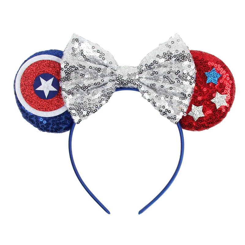 American Independence Day sequin bow children's hair accessory double-sided sequin ears Mickey headband cute princess headpiece