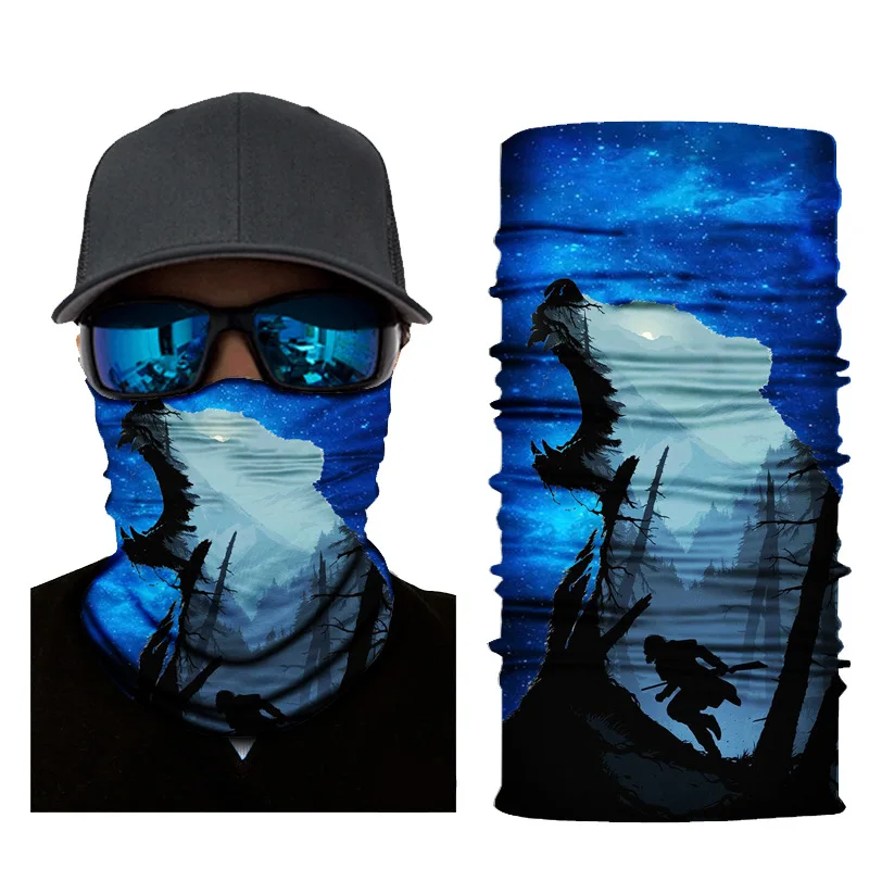 Outdoor Sport Camouflage Seamless Bandana Neck Gaiter Headband Cycling Fishing Tube Face Shield Men Women Mask Cool Skull