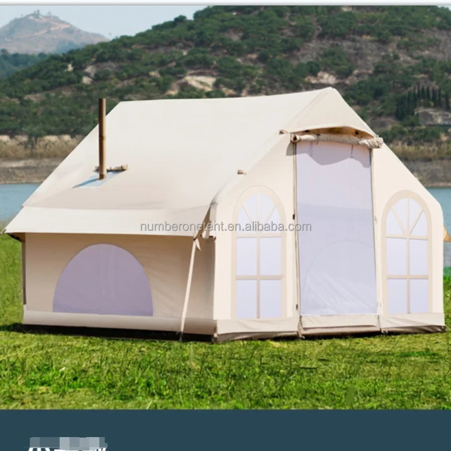 Hot sale air cotton 3m 4m Canvas inflatable Bell Tent Waterproof 4 Season Luxury Outdoor Glamping Yurt Tent Camping Tent