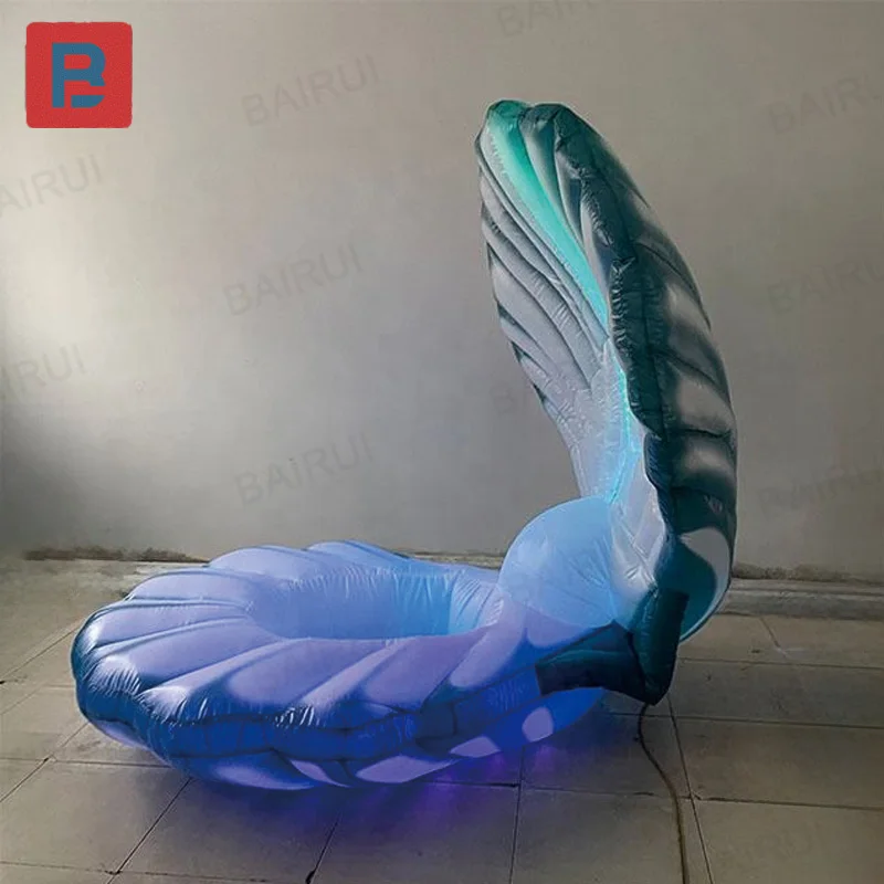 Inflatable shells with a blower, used for wedding decoration - blue and white pattern inflatable shells