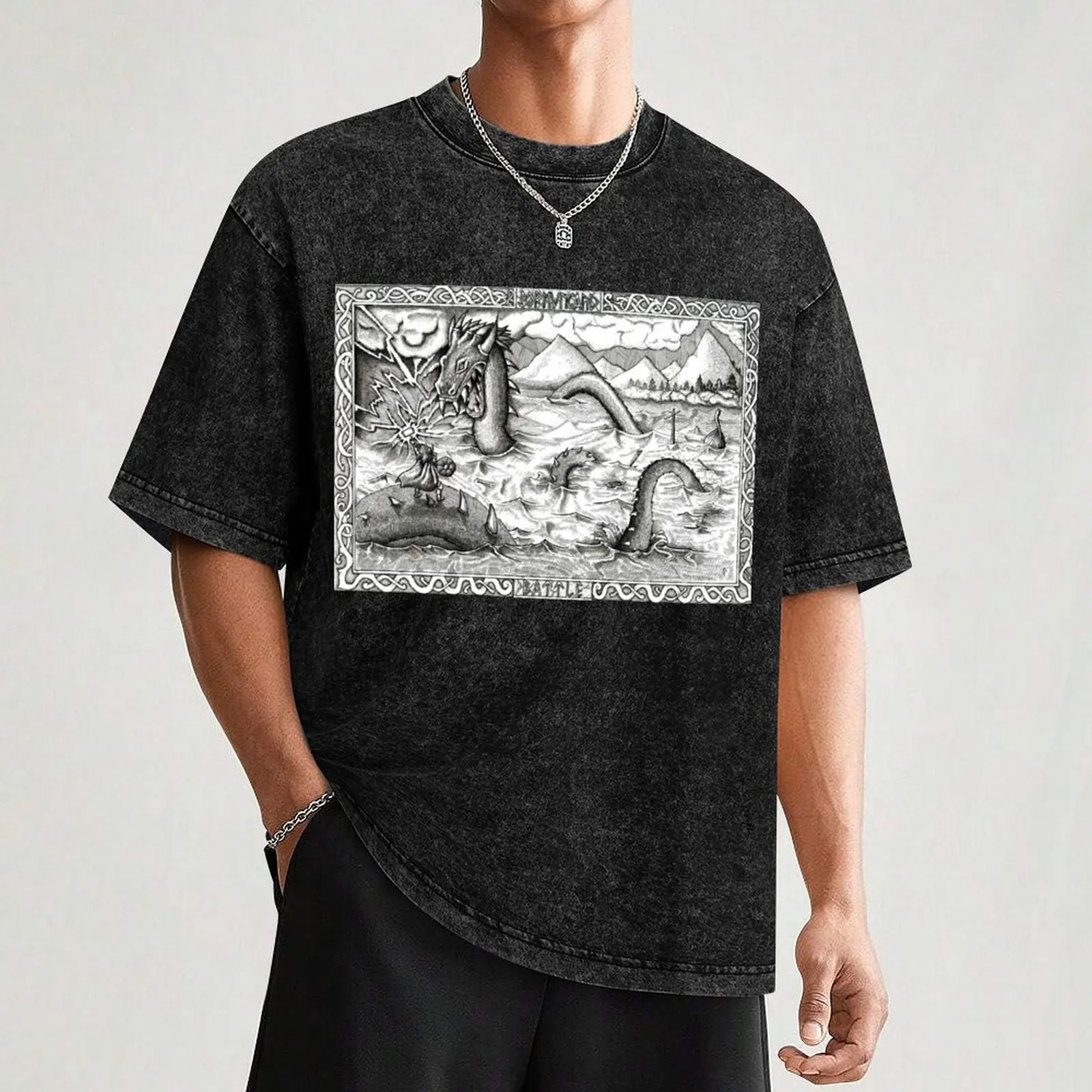 Jormungand Battle T-Shirt Industrial Work Tee Shirt