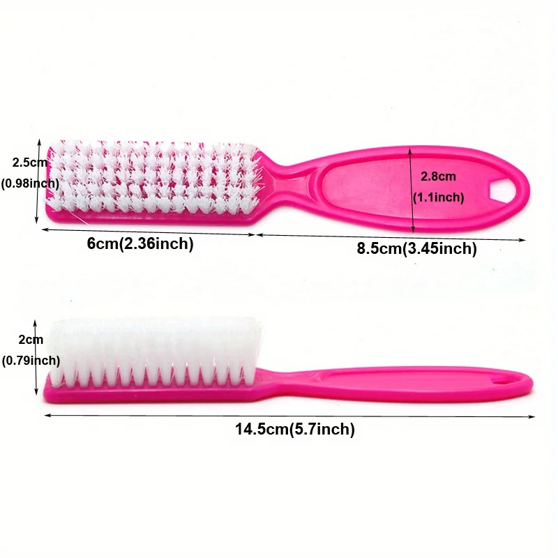 Nail Brush Set 2PCS Plastic Soft Nail Brush Cleaning Remove Dust Powder Long Handle Brushes Durable Nails Art Manicure Care Acce