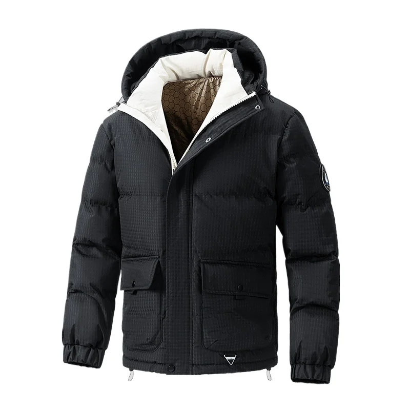 Мужские парки с капюшоном, зимняя модная теплая ветрозащитная хлопковая одежда, новые утепленные однотонные мужские пальто с большими карманами для отдыха