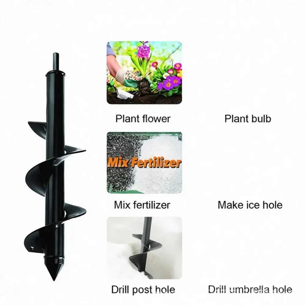 Efficient Garden Earth Auger Bit Spiral Drill Attachment Hand Drill Planting Hole Digger Soil Cultivator Flower Vegetable