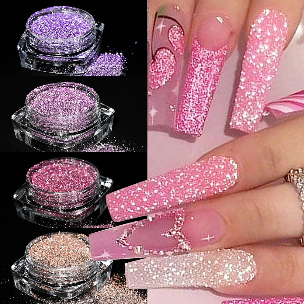8/1pcs Flashy Broken Diamond Nail Powder Holographic Crystal Rhinestone Pigment Dip Chrome Powder Acrylic Nail Glitter Dust Set