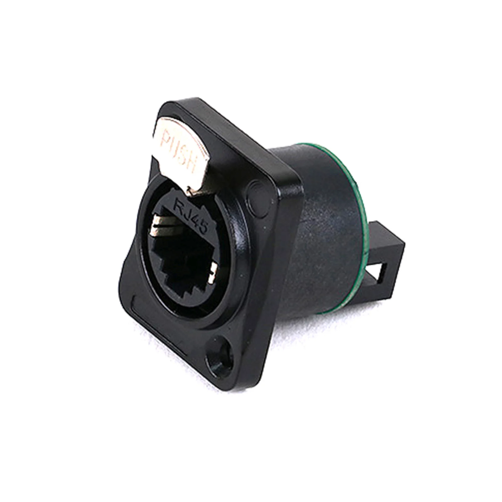 1PC Plug-in RJ45 Square Flange Receptacle Chassis Mount Industrial RJ45 CAT5e STP 100 Gigabit Connector Black Plug-Pull PUSH