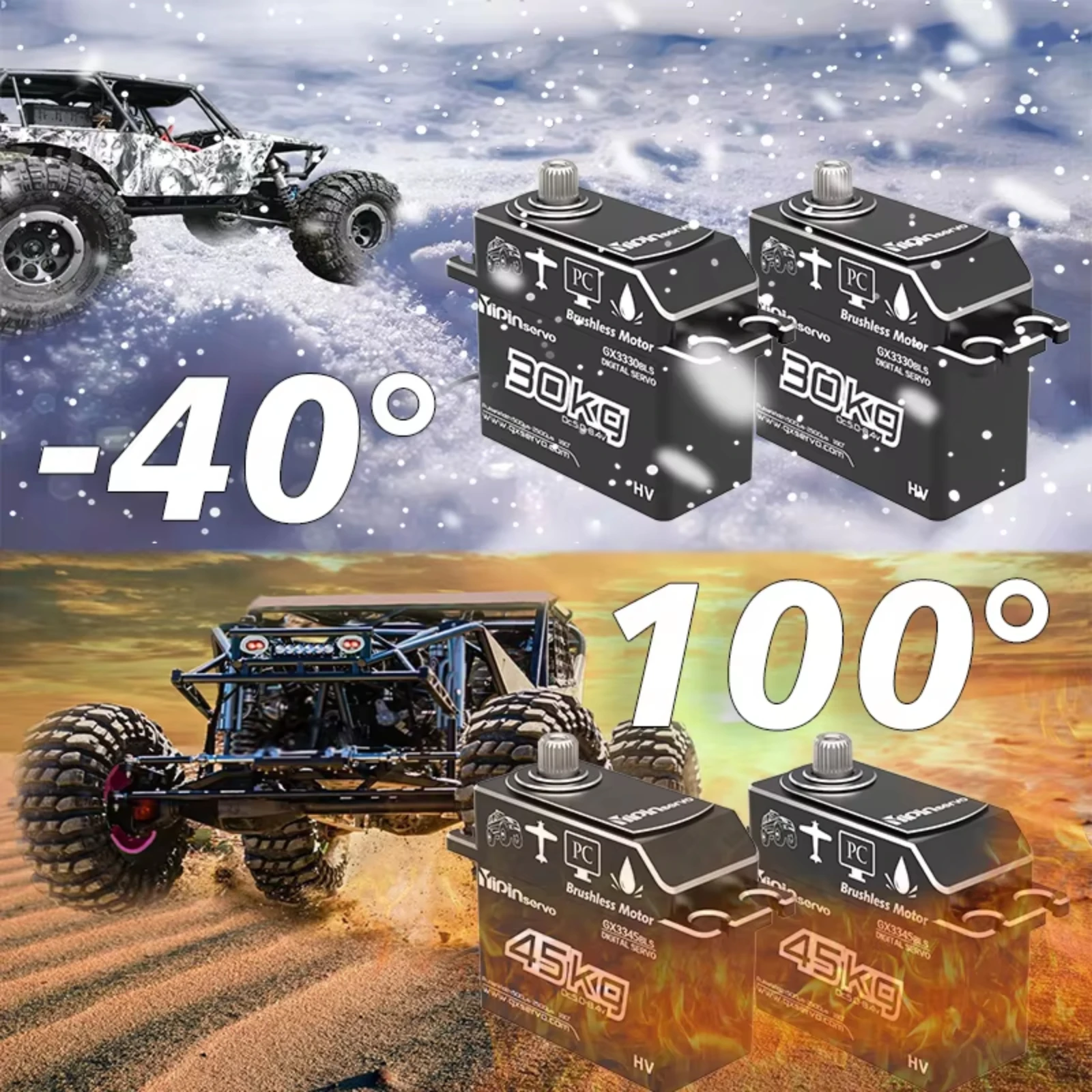 Servo digitale 45Kg Motore brushless con ingranaggi metallici 180/270 gradi Servos IP67 impermeabili per RC Robot Car Aereo Boy Giocattoli RC fai da te