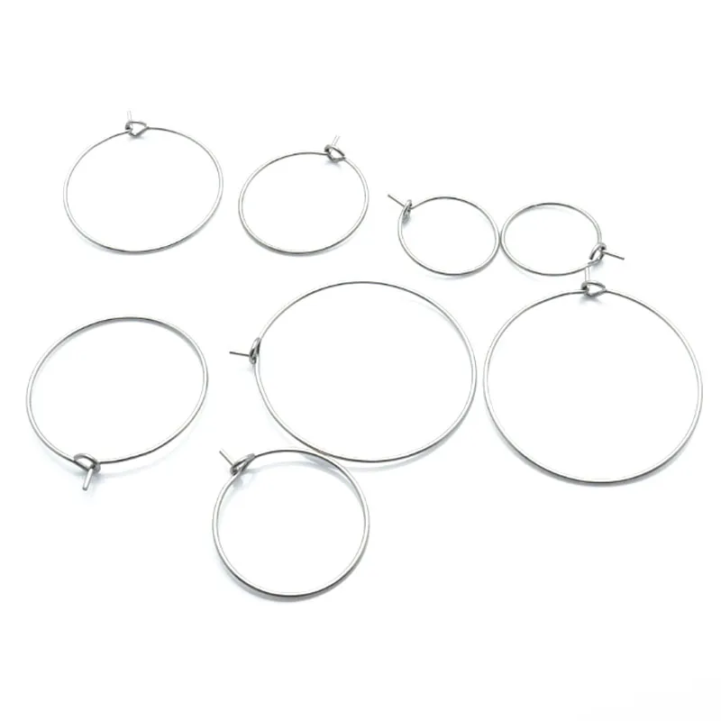 

50Pcs 9/12/15/20/25/30mm Stainless Steel Big Circle Ear Wire Hoops Loop Earrings for DIY Dangle Earring Jewelry Making Supplies