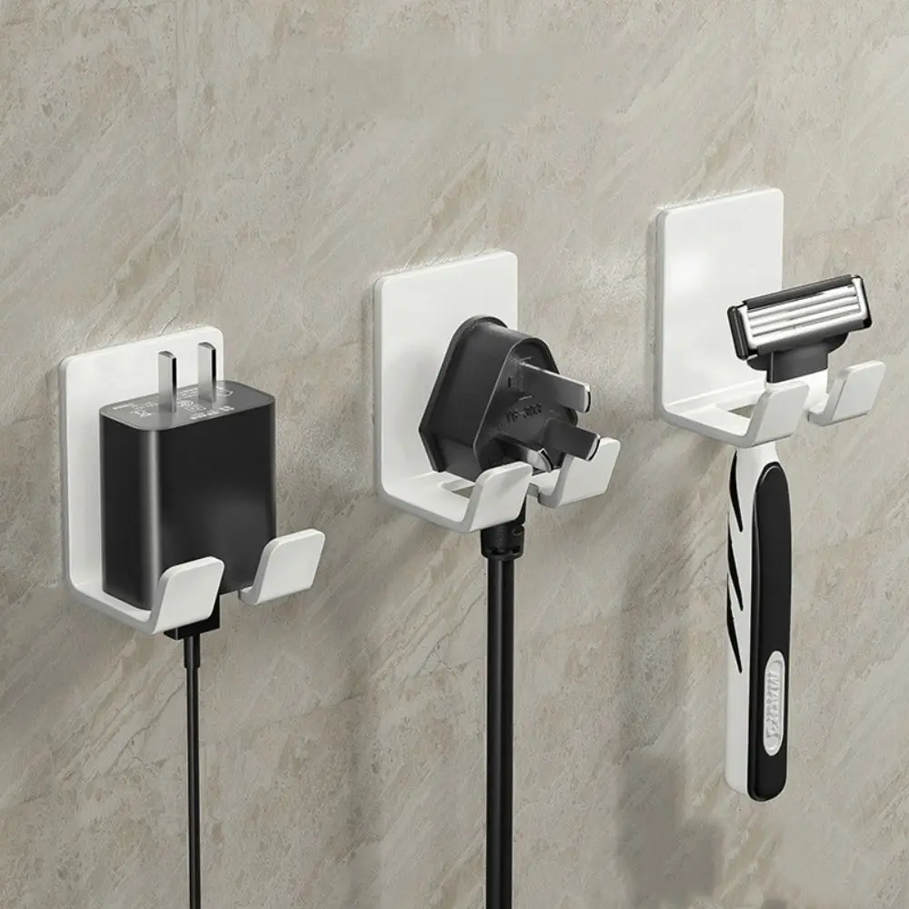 Wall-mounted Plug Socket Hook Durable Bathroom Accessories Seamless Power Plug Hook Home & Living ABS Storage Rack