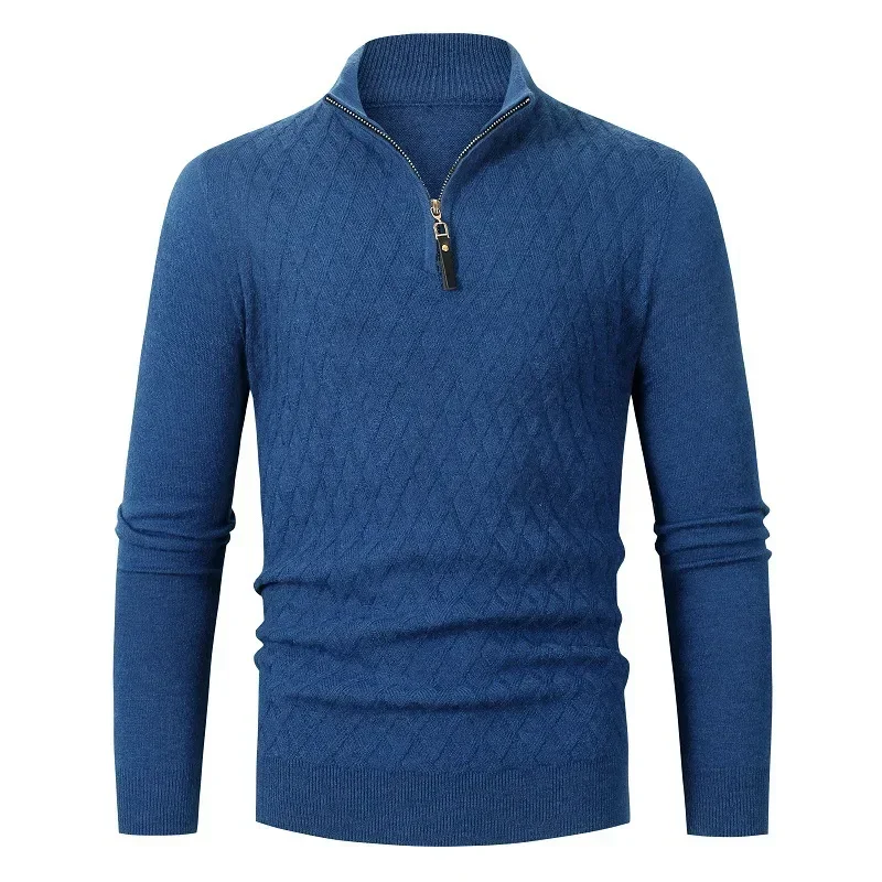 

2023 Winter New Men's Half High Neck Zipper Sweater Knitwear Large Casual Bottom