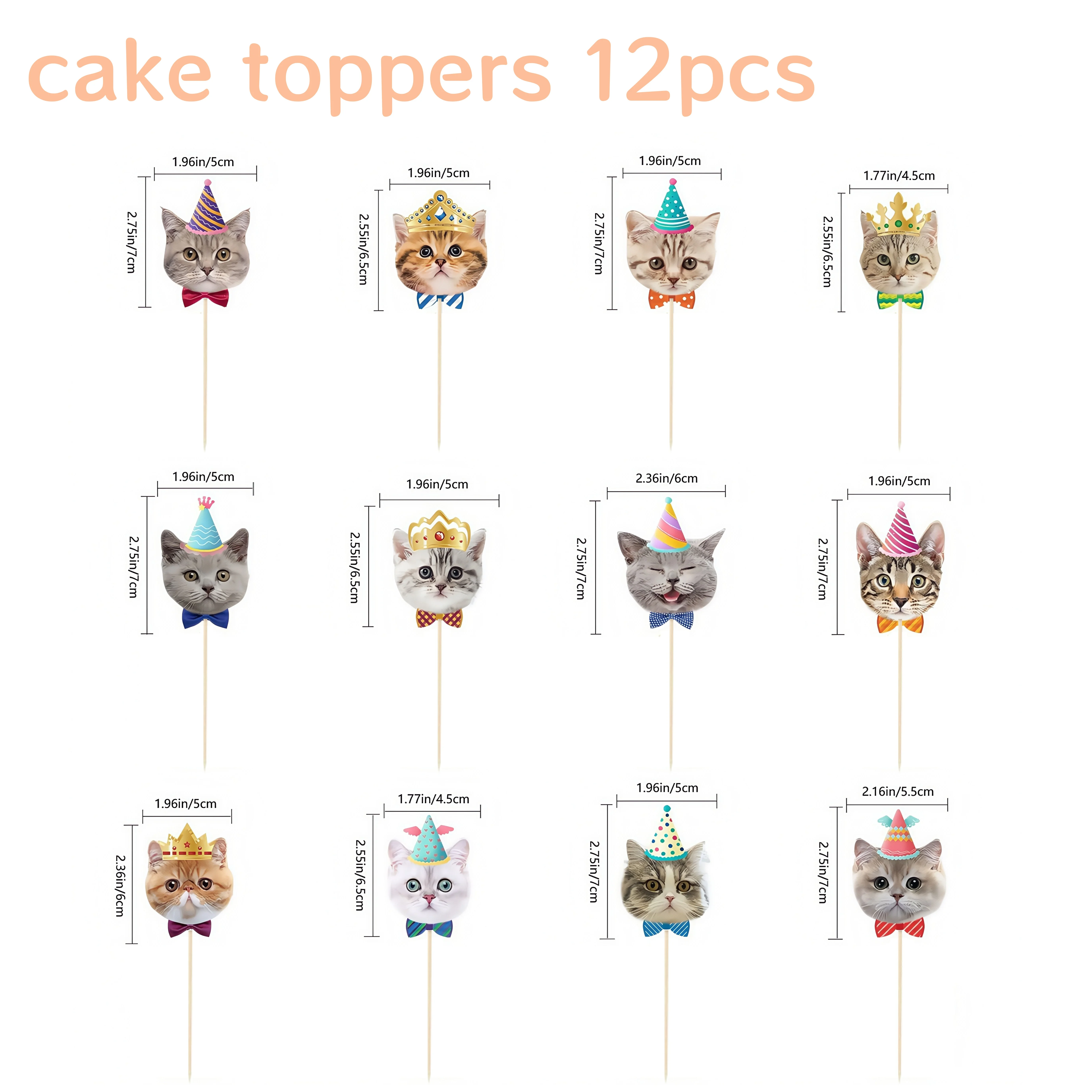 Geburtstagsparty-Dekoration mit Katzenmotiv, Banner „Happy Birthday“ für Kätzchen, Kuchendeckel, Zubehör für Geburtstagsdekorationen für Jungen und Mädchen – Detail 5