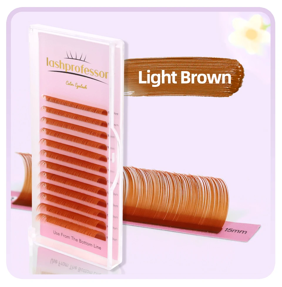 Lashprofessor Braune farbige Wimpernverlängerung, individuelle Nerzfarbe, falsche Wimpern, dunkelbraune Mokka-Farben-Wimpern für Make-up, Cilio – Detail 6