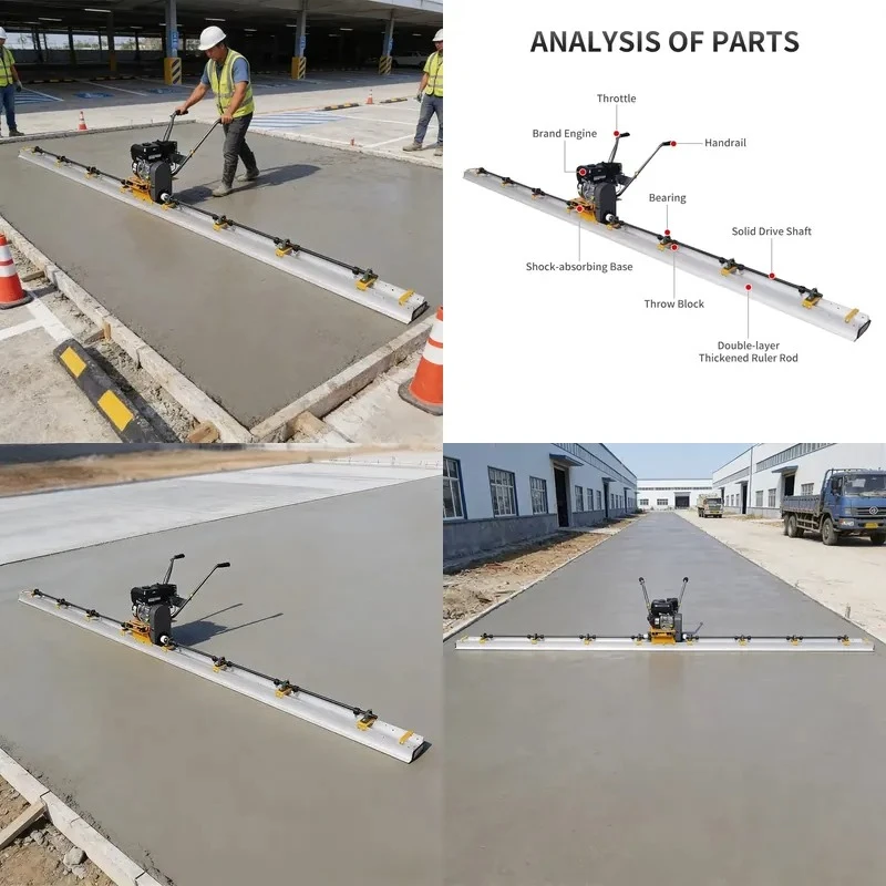 Lightweight Handheld Concrete Vibrating Screed High Power Engineering Compaction Tool for Lifting and Leveling