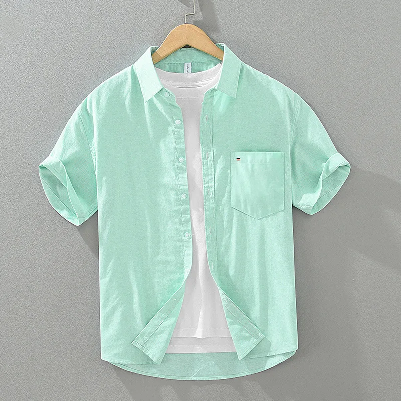 

Summer Casual Men's irt ort Sve Loose Fit Cotton Blend Fabric Turn-down Collar Small Fre Sle Big Size Clothing